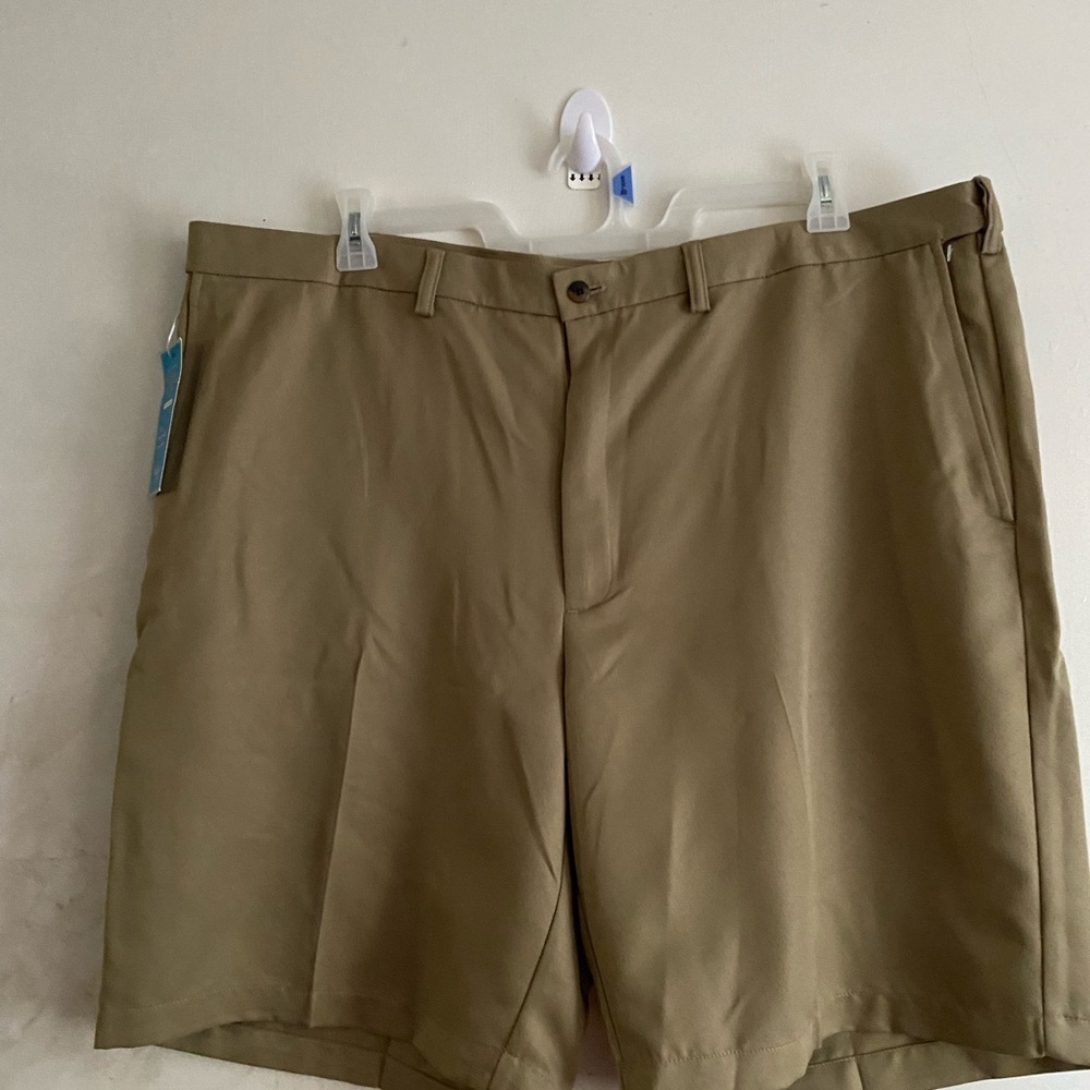 Haggar Tan Flat Front Dress-Casual Shorts